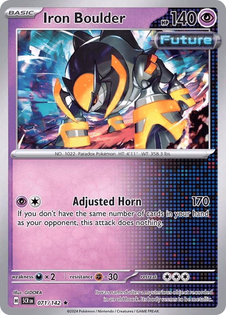 Iron Boulder Pokemon card (071/142, Stellar Crown)