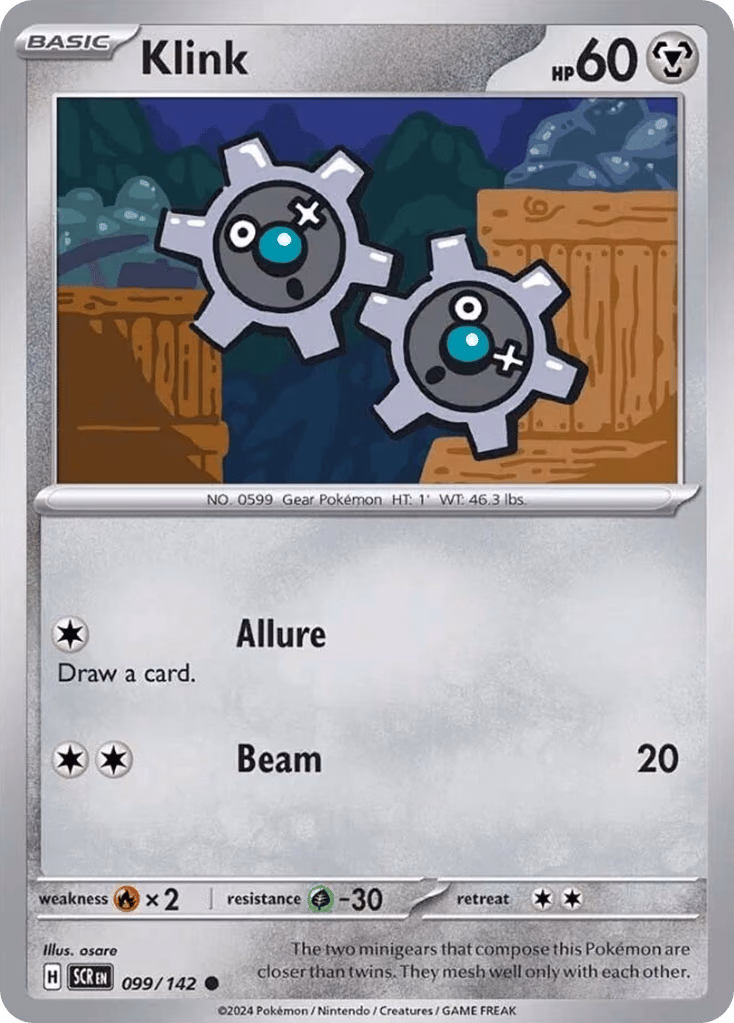 Klink Pokemon card (099/142, Stellar Crown)