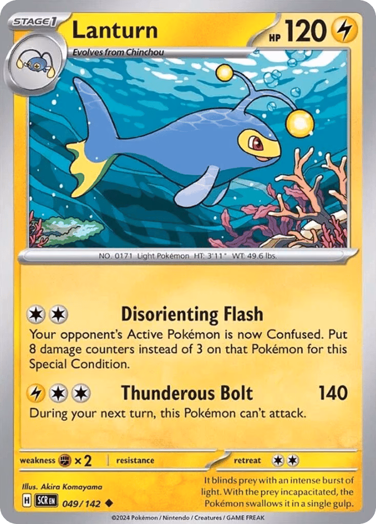 Lanturn Pokemon card (049/142, Stellar Crown)