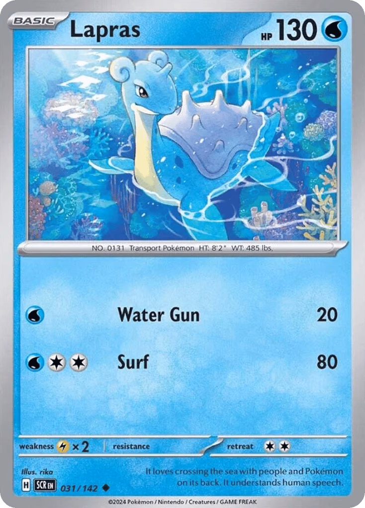Lapras Pokemon card (031/142, Stellar Crown)