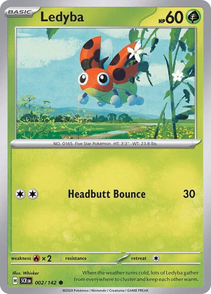 Ledyba Pokemon card (002/142, Stellar Crown)