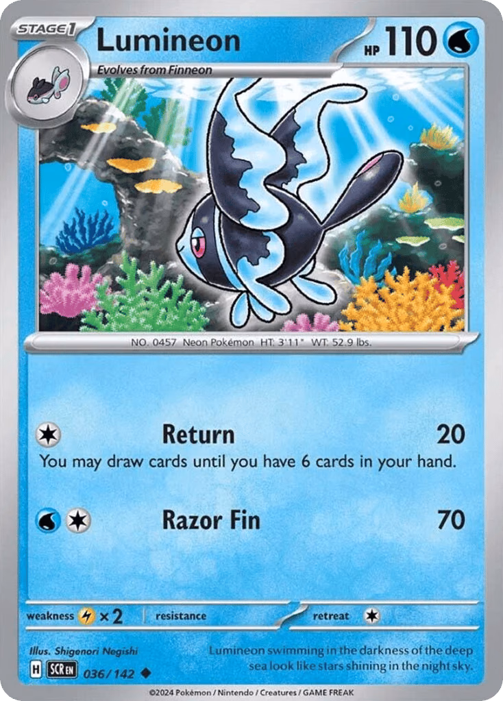 Lumineon Pokemon card (036/142, Stellar Crown)