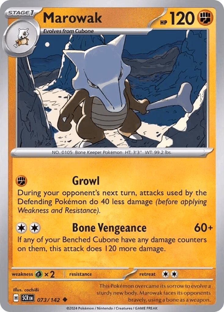 Marowak Pokemon card (073/142, Stellar Crown)