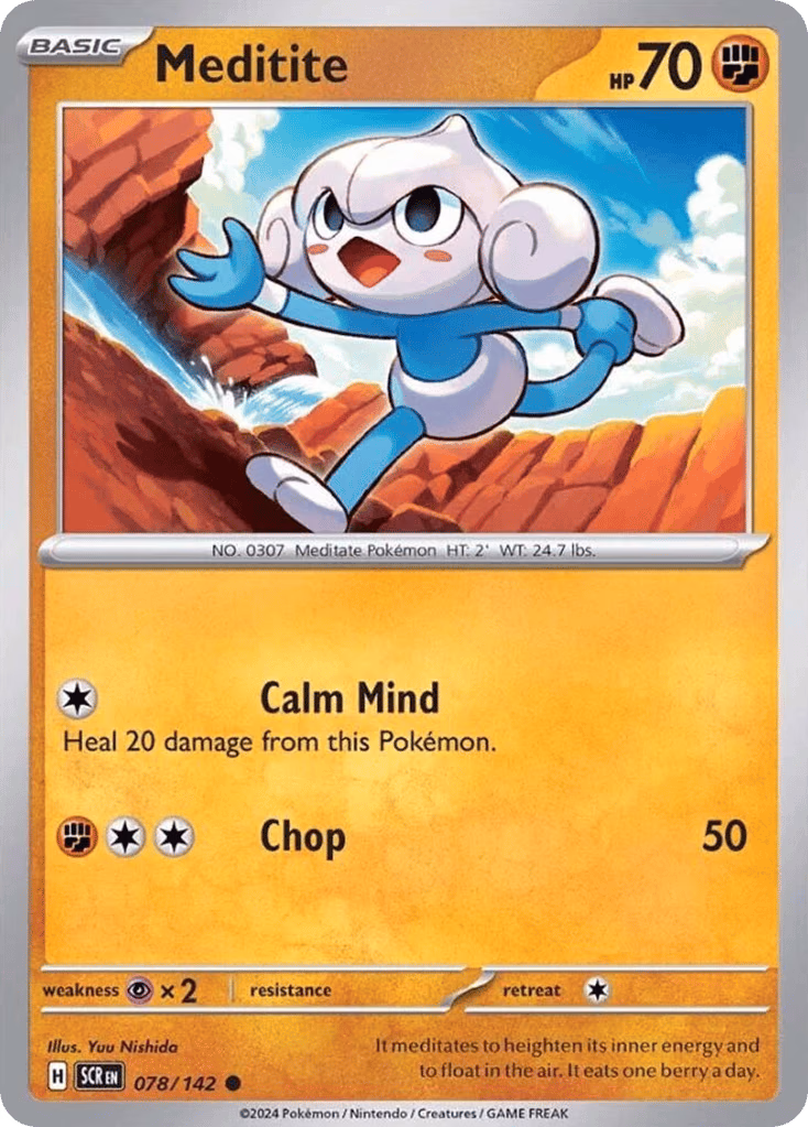 Meditite Pokemon card (078/142, Stellar Crown)