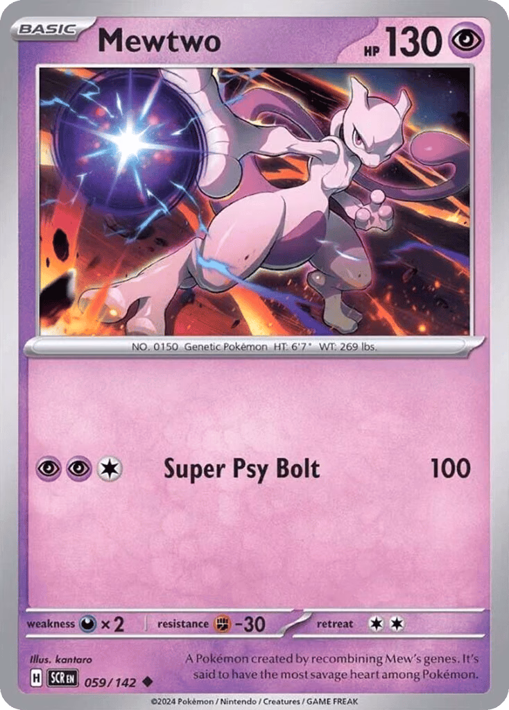 Mewtwo Pokemon card (059/142, Stellar Crown)