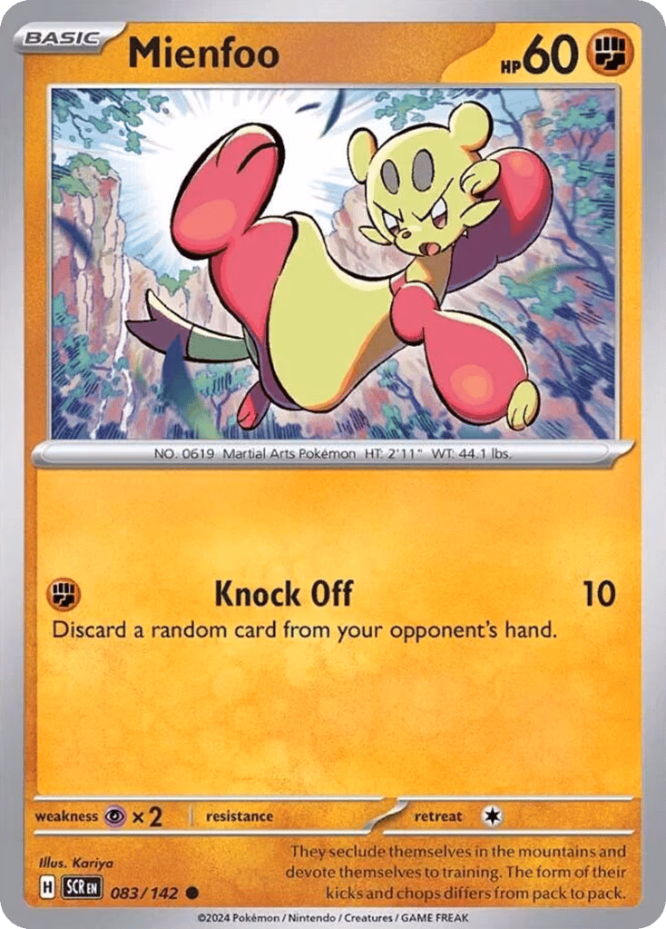 Mienfoo Pokemon card (083/142, Stellar Crown)