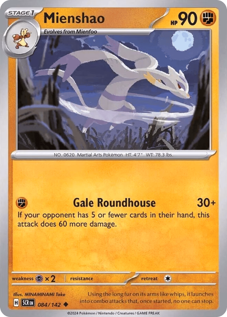 Mienshao Pokemon card (084/142, Stellar Crown)