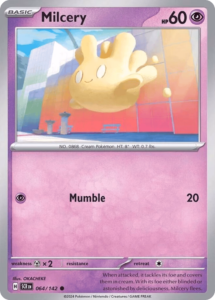Milcery Pokemon card (064/142, Stellar Crown)