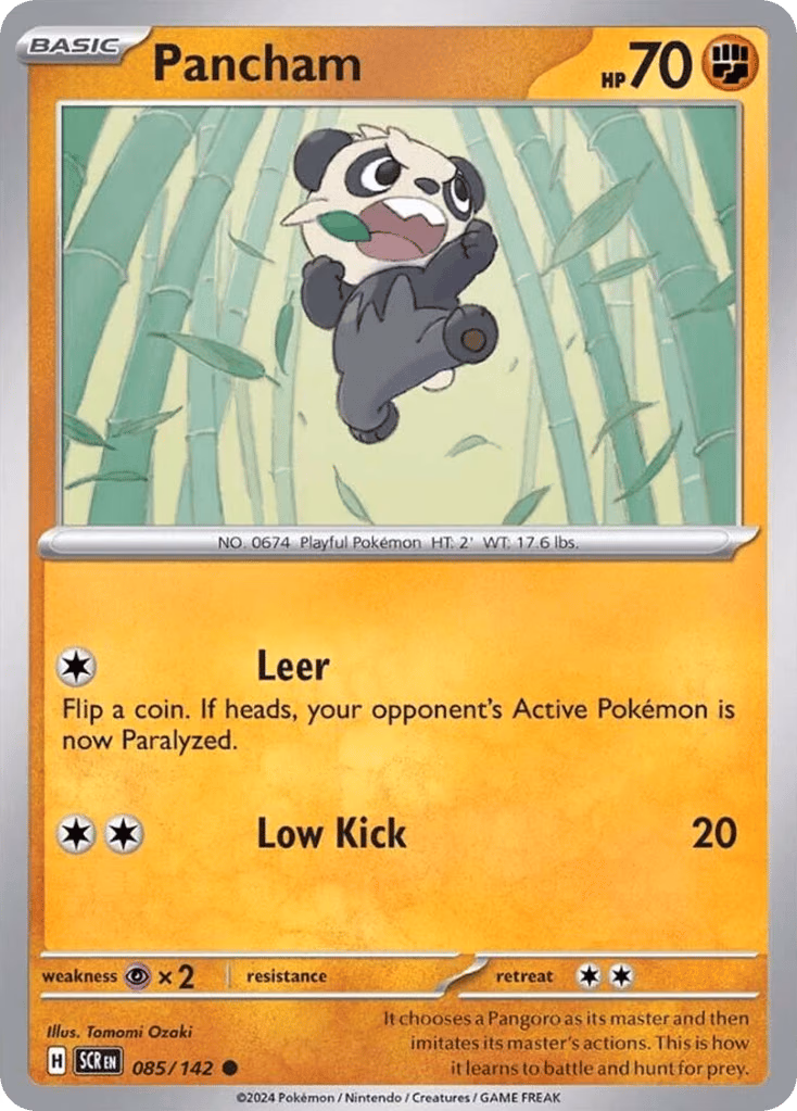 Pancham Pokemon card (085/142, Stellar Crown)