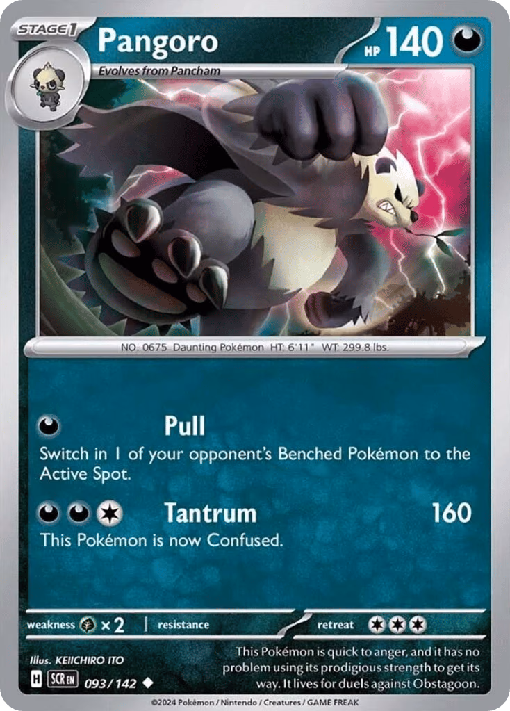 Pangoro Pokemon card (093/142, Stellar Crown)