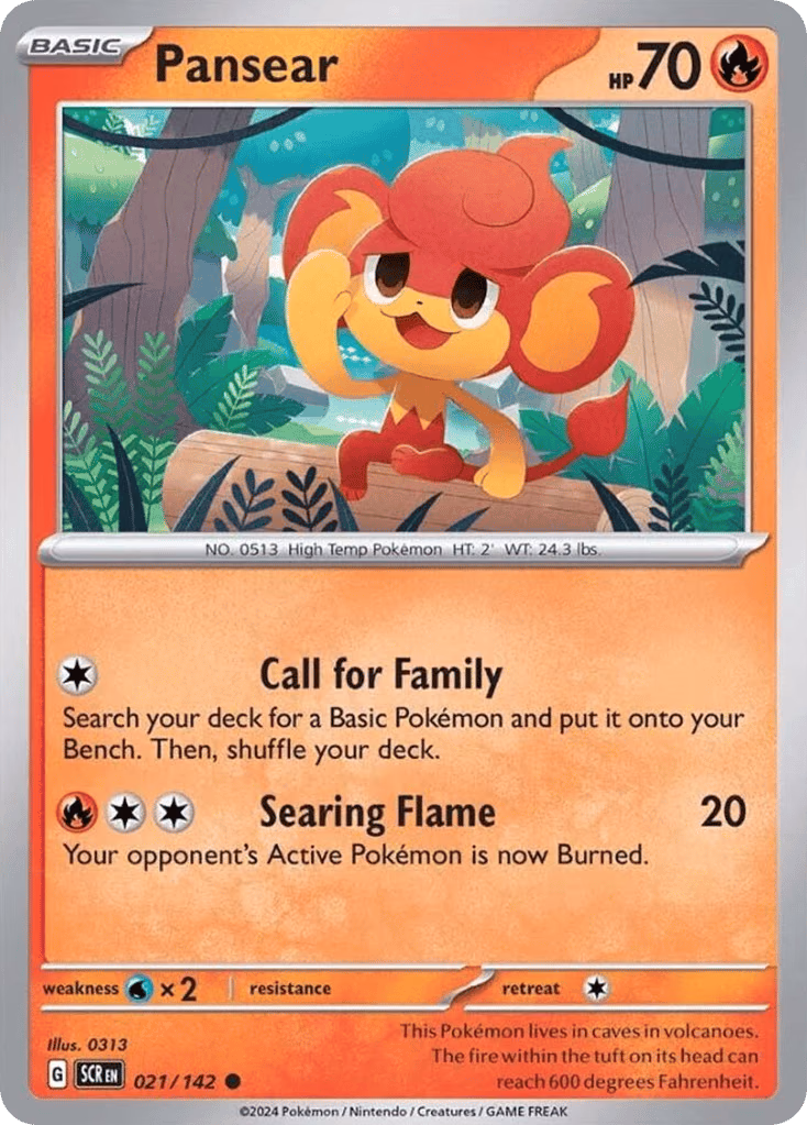 Pansear Pokemon card (021/142, Stellar Crown)