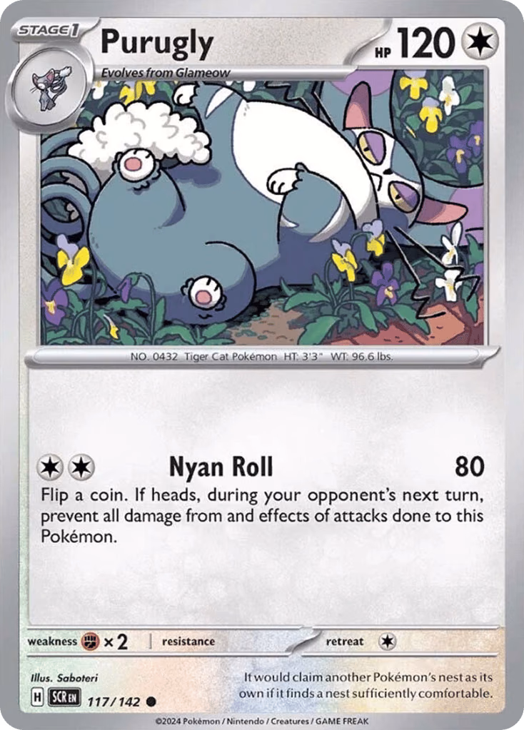 Purugly Pokemon card (117/142, Stellar Crown)
