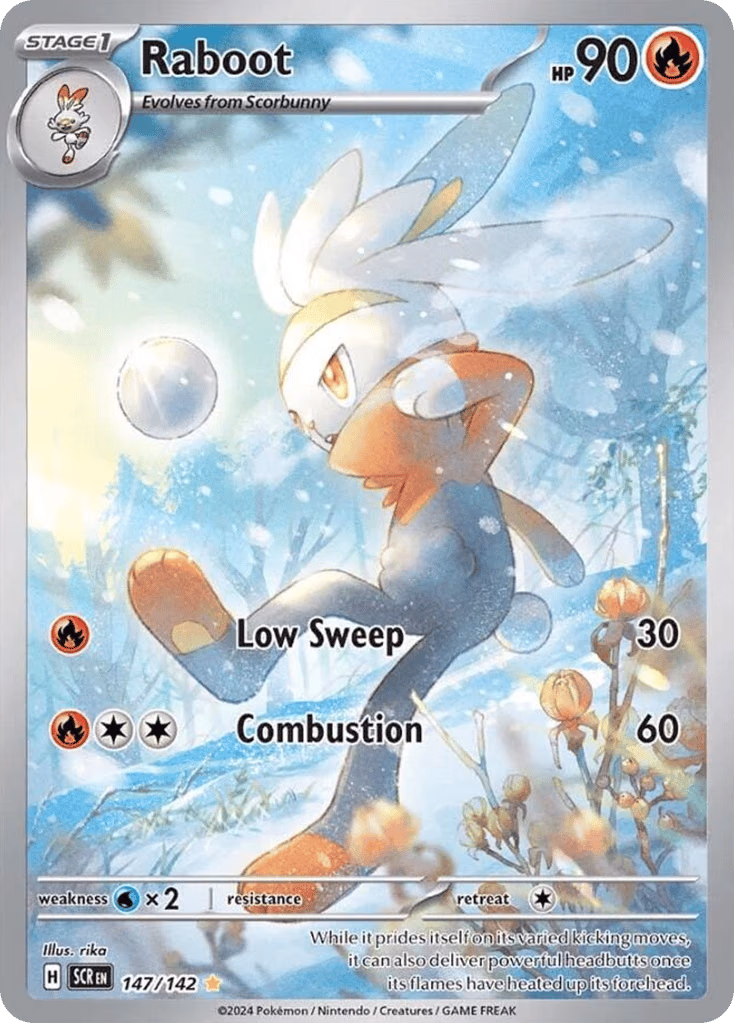 Raboot Pokemon card (147/142, Stellar Crown)
