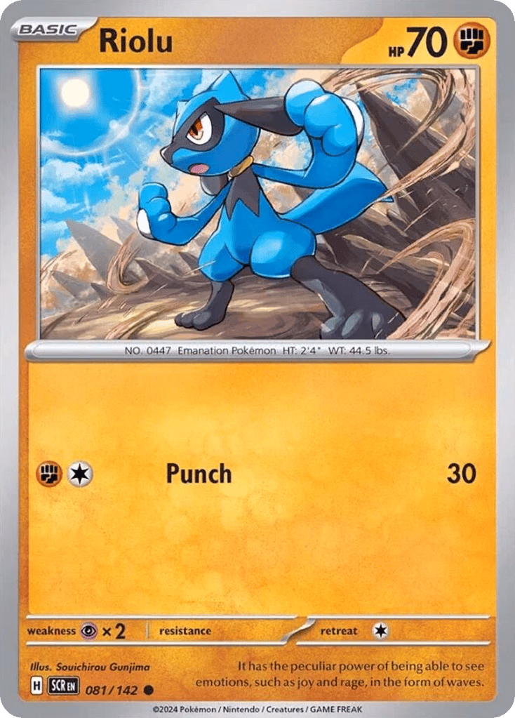 Riolu Pokemon card (081/142, Stellar Crown)