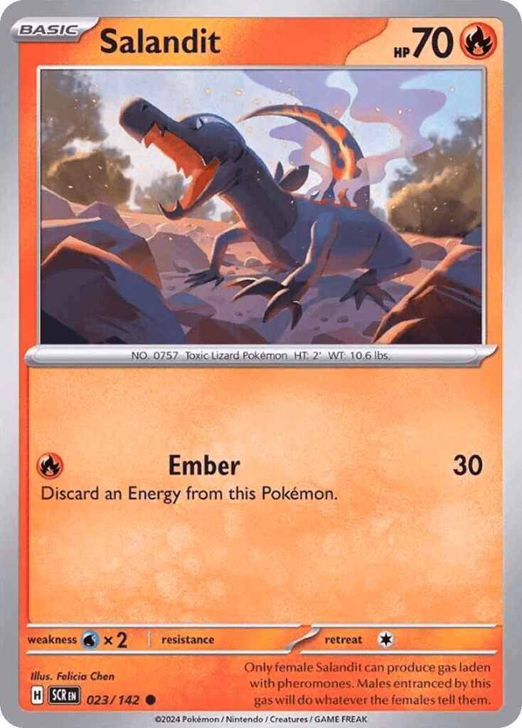 Salandit Pokemon card (023/142, Stellar Crown)