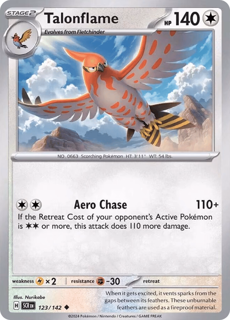 Talonflame Pokemon card (123/142, Stellar Crown)