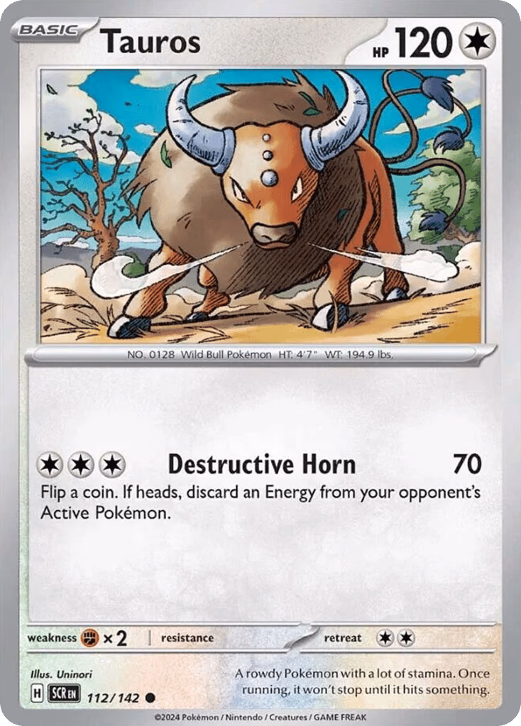 Tauros Pokemon card (112/142, Stellar Crown)