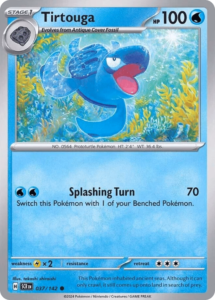 Tirtouga Pokemon card (037/142, Stellar Crown)