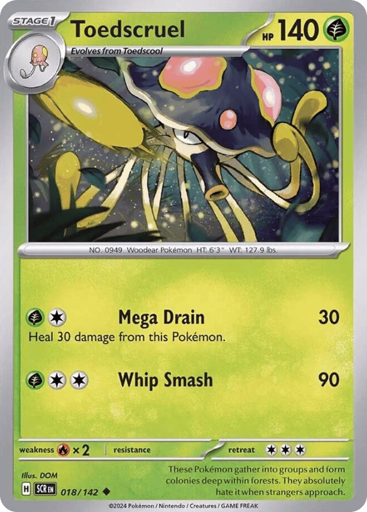 Toedscruel Pokemon card (018/142, Stellar Crown)