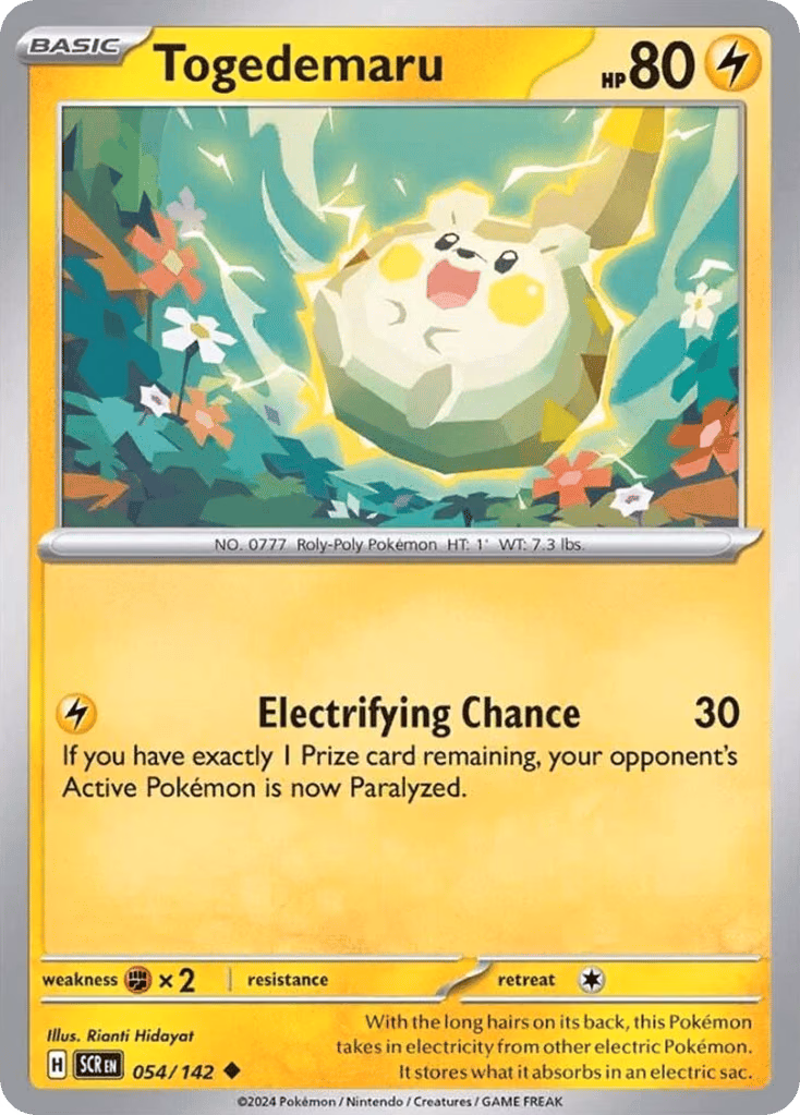 Togedemaru Pokemon card (054/142, Stellar Crown)