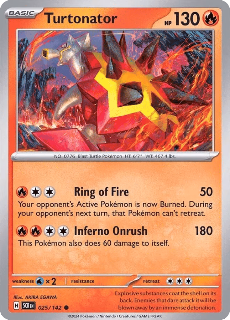 Turtonator Pokemon card (025/142, Stellar Crown)