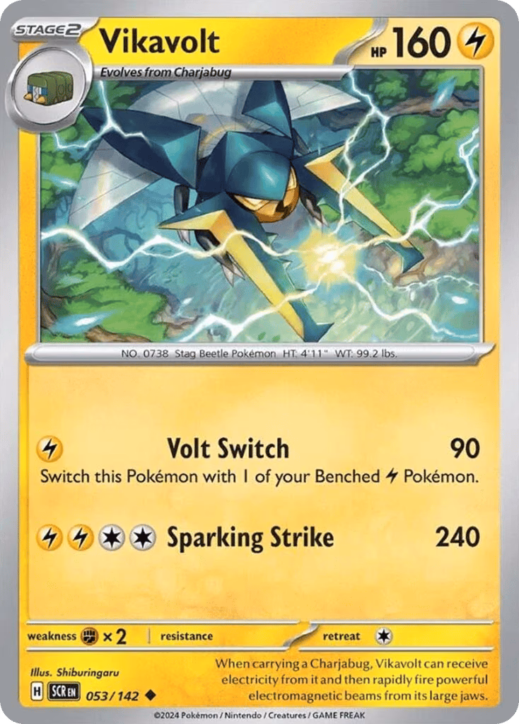 Vikavolt Pokemon card (053/142, Stellar Crown)