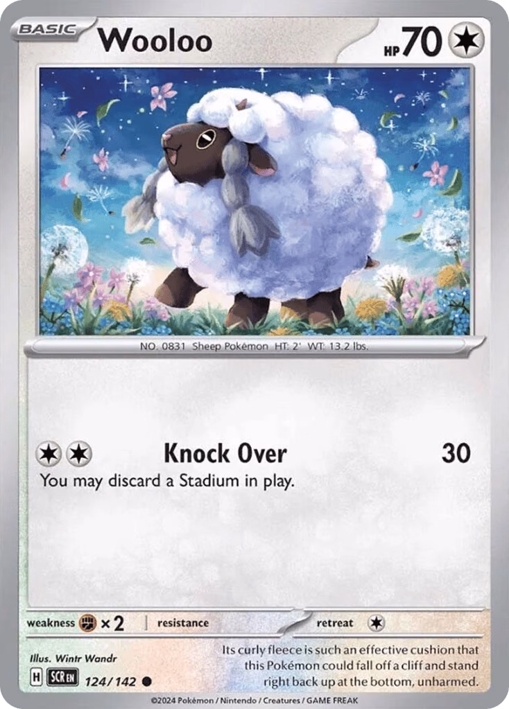 Wooloo Pokemon card (124/142, Stellar Crown)
