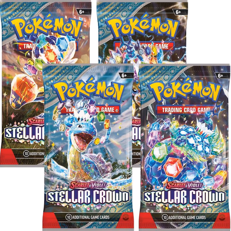 Pokemon Stellar Crown Booster Pack Art Bundle [Set of 4]