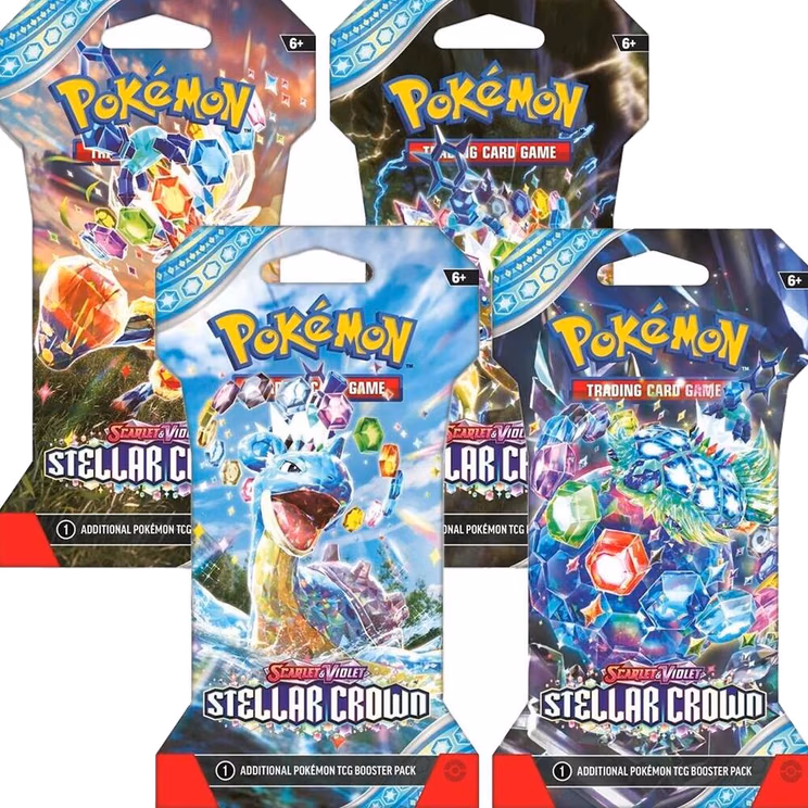 Pokemon Stellar Crown Sleeved Booster Pack Art Bundle [Set of 4]