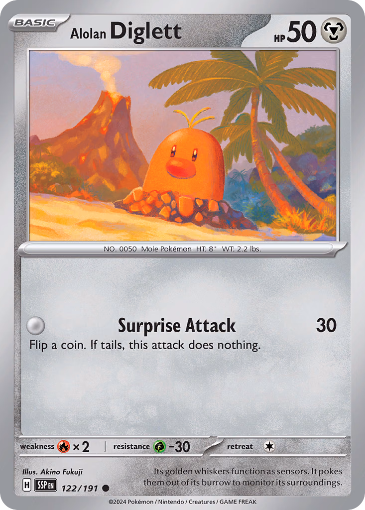 Alolan Diglett Pokemon card (122/191, Surging Sparks)