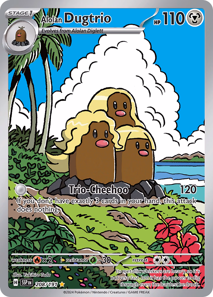 Alolan Dugtrio Pokemon card (208/191, Surging Sparks)