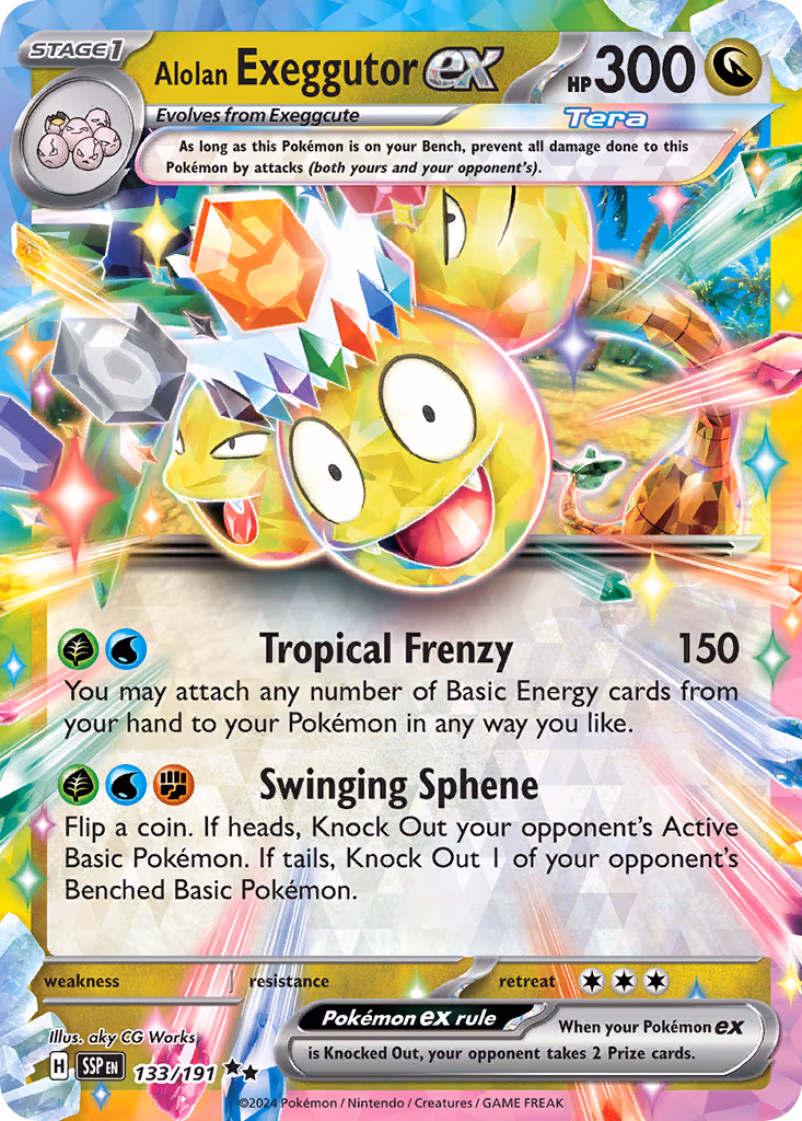 Alolan Exeggutor ex Pokemon card (133/191, Surging Sparks)