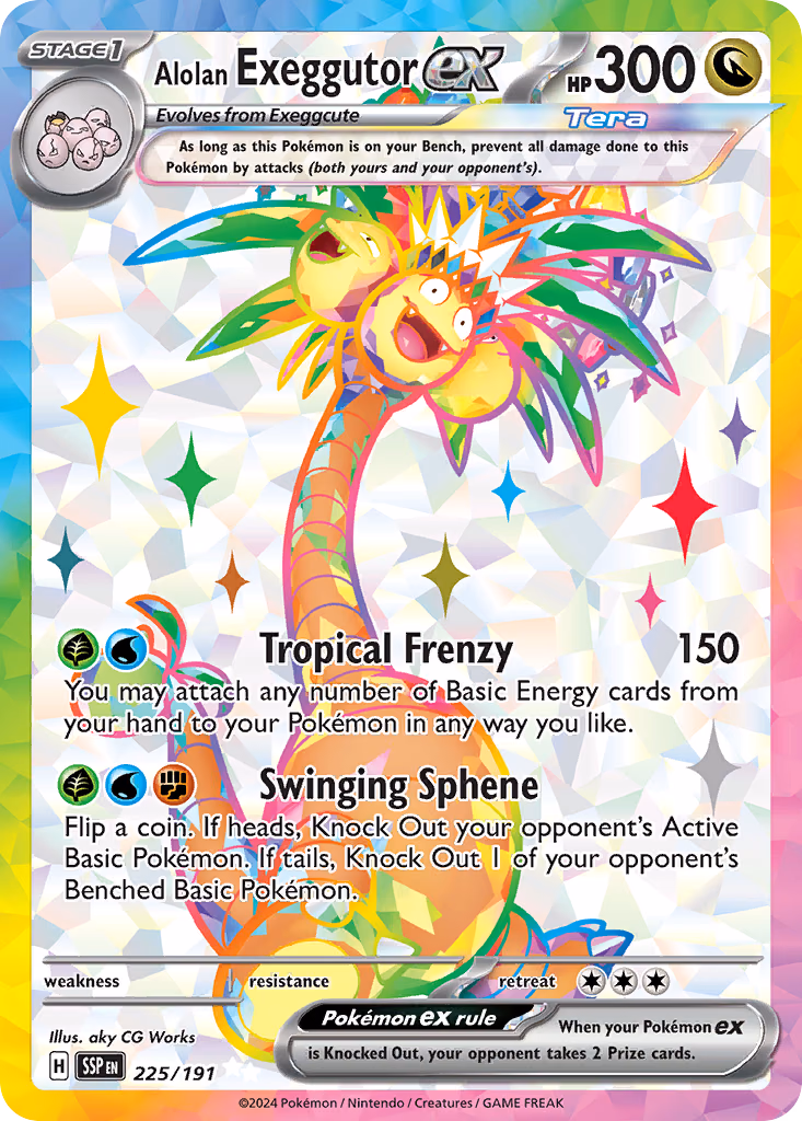 Alolan Exeggutor ex Pokemon card (225/191, Surging Sparks)