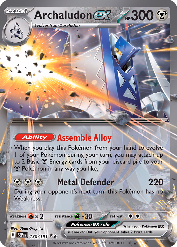 Archaludon ex Pokemon card (130/191, Surging Sparks)