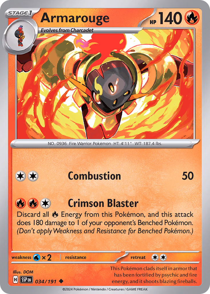 Armarouge Pokemon card (034/191, Surging Sparks)