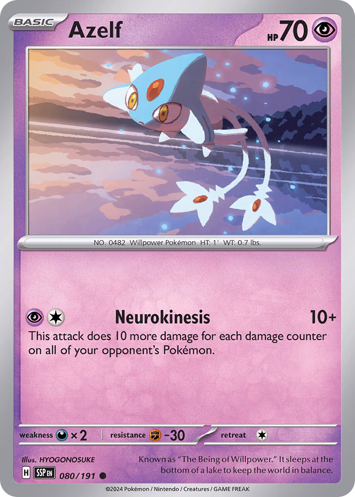 Azelf Pokemon card (080/191, Surging Sparks)