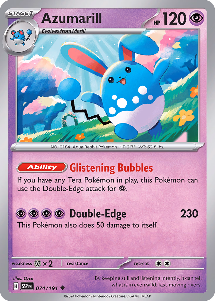 Azumarill Pokemon card (074/191, Surging Sparks)
