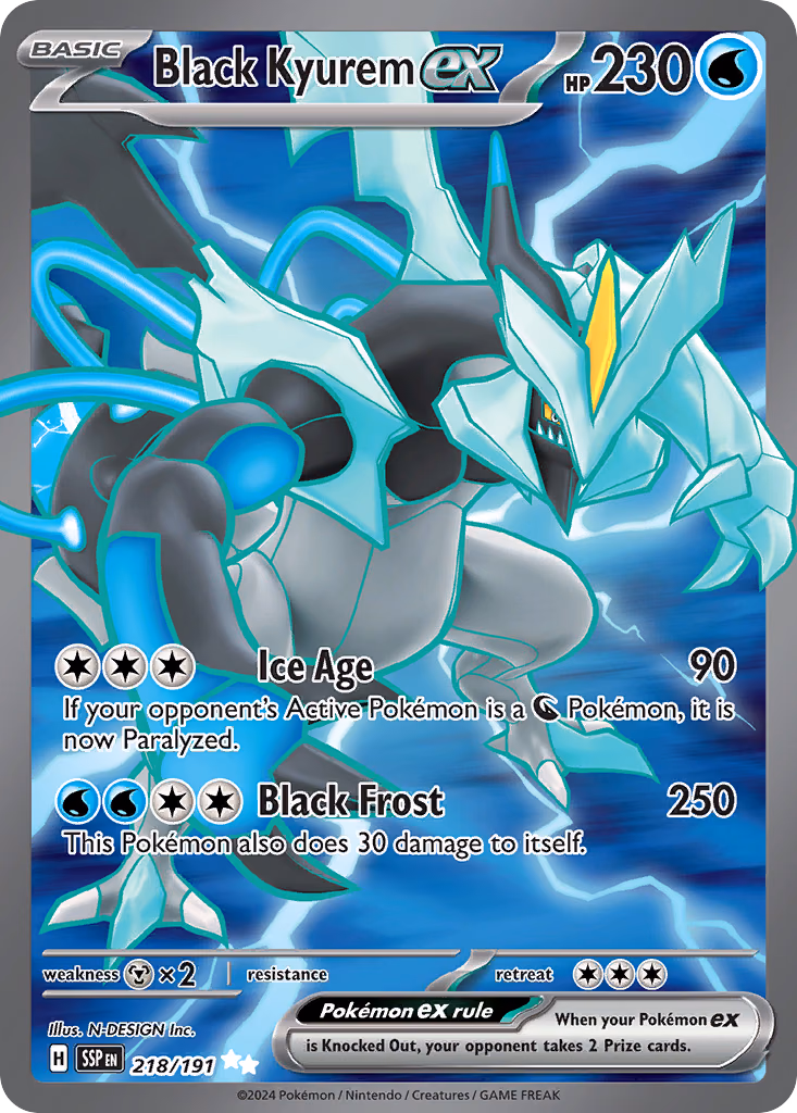 Black Kyurem ex Pokemon card (218/191, Surging Sparks)