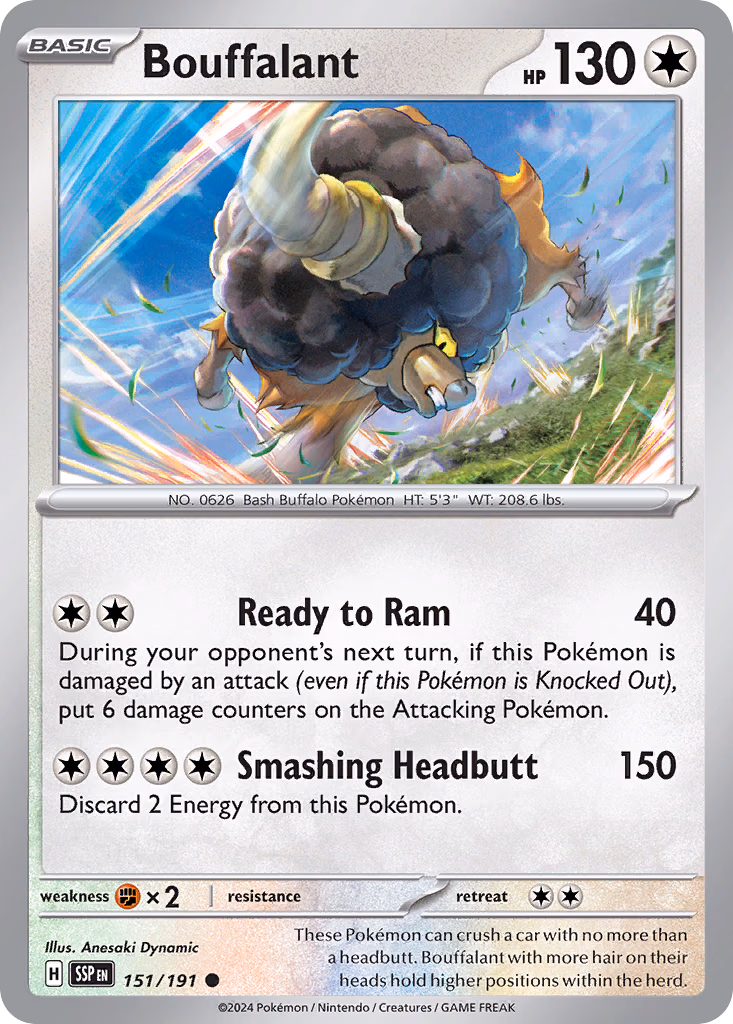 Bouffalant Pokemon card (151/191, Surging Sparks)