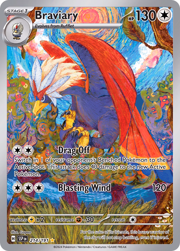 Braviary Pokemon card (214/191, Surging Sparks)