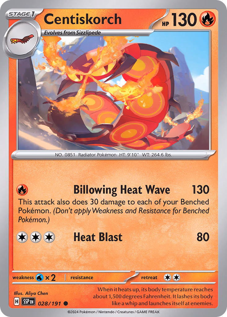 Centiskorch Pokemon card (028/191, Surging Sparks)