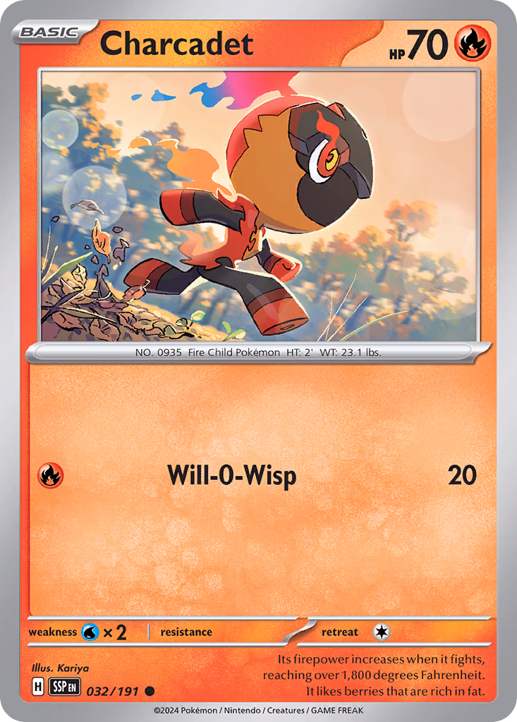 Charcadet Pokemon card (032/191, Surging Sparks)