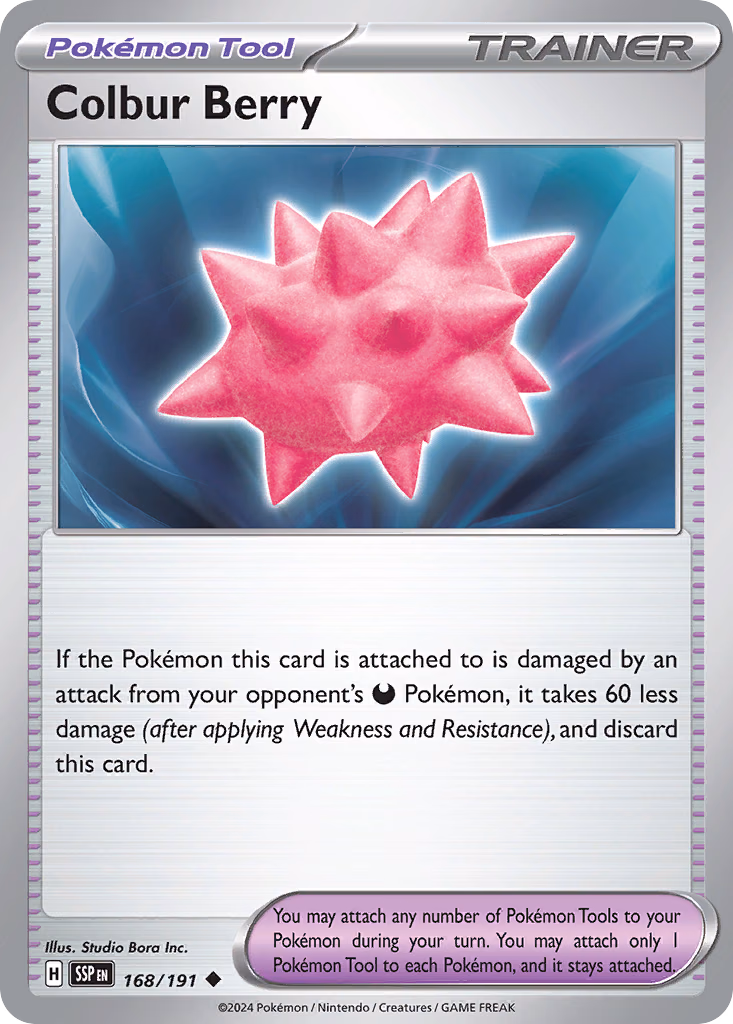 Colbur Berry Pokemon card (168/191, Surging Sparks)