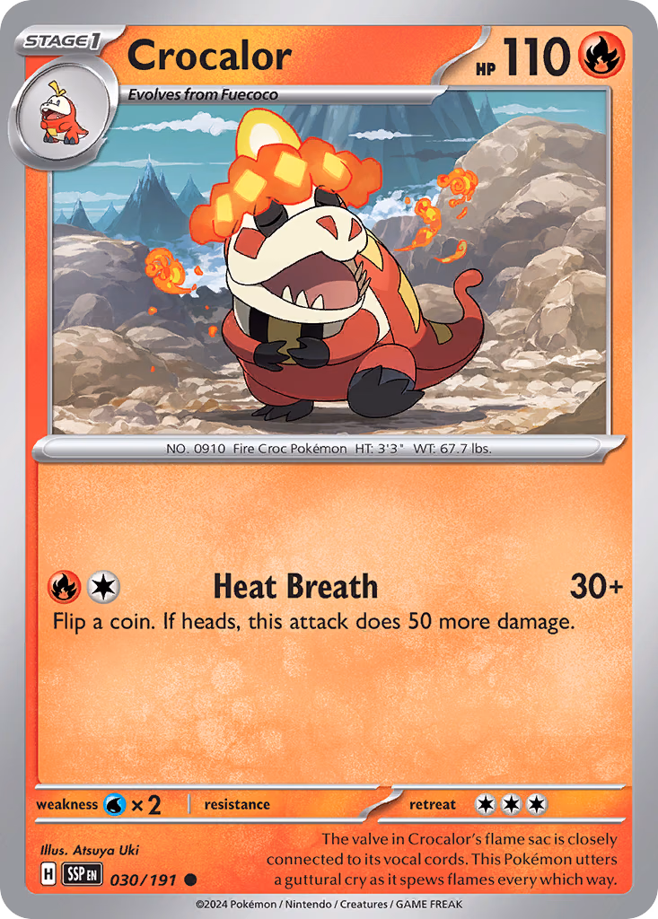 Crocalor Pokemon card (030/191, Surging Sparks)