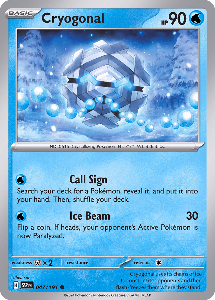 Cryogonal Pokemon card (047/191, Surging Sparks)