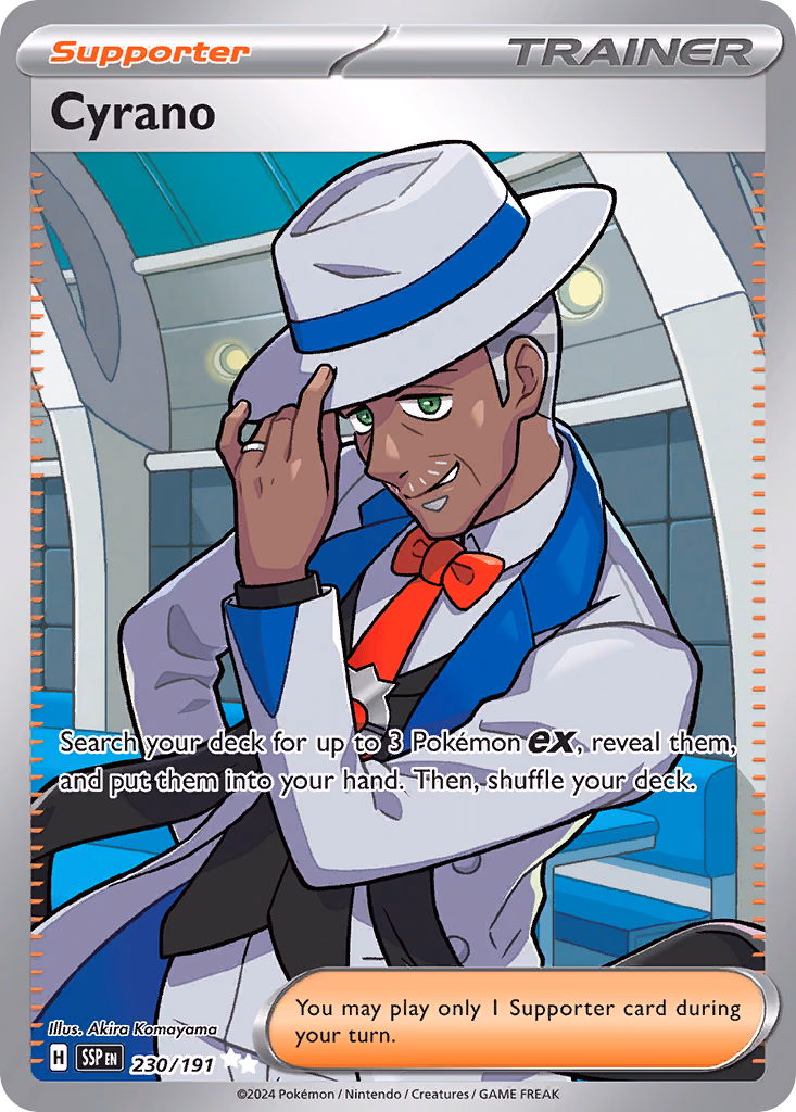 Cyrano Pokemon card (230/191, Surging Sparks)