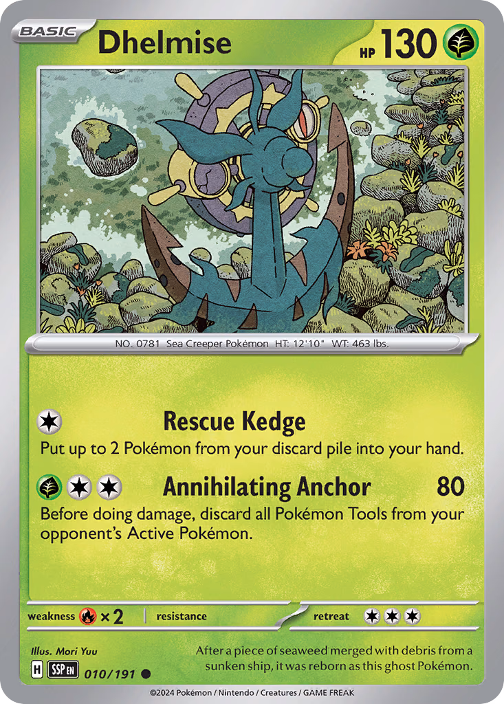Dhelmise Pokemon card (010/191, Surging Sparks)