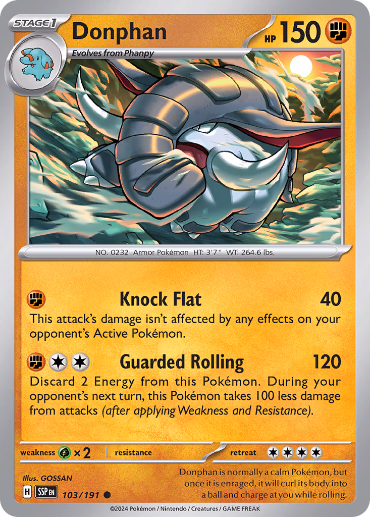 Donphan Pokemon card (103/191, Surging Sparks)