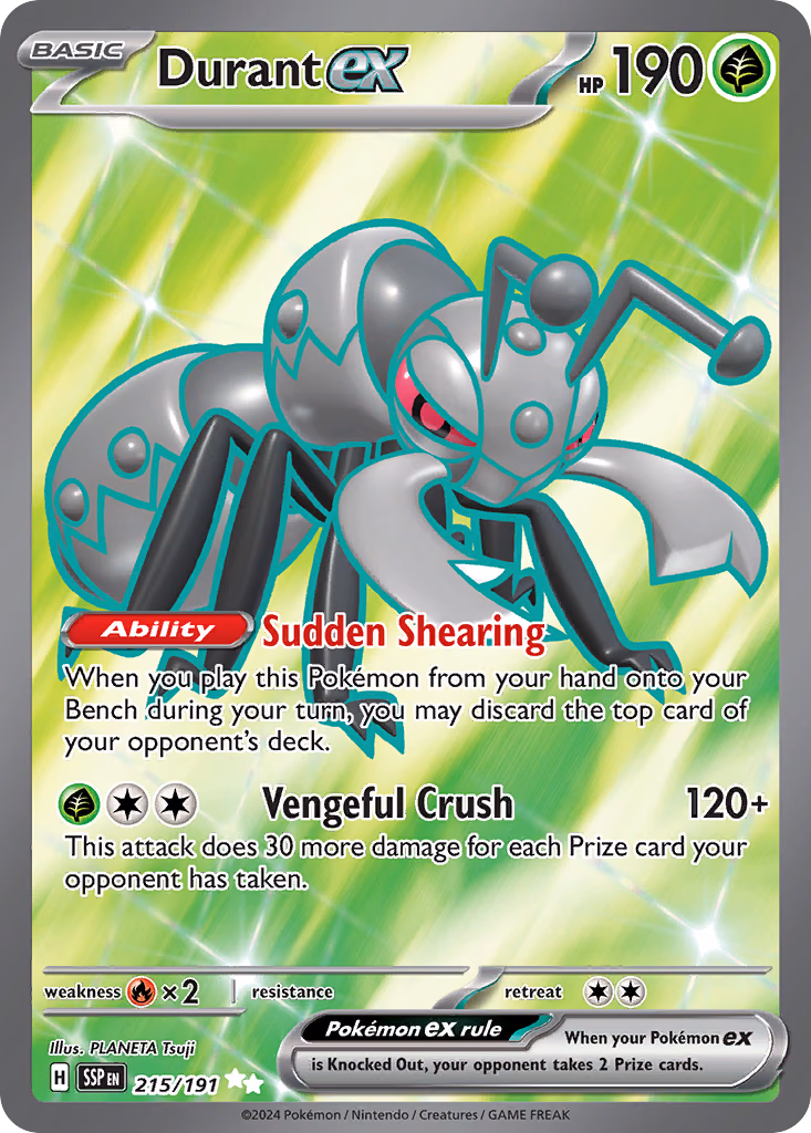 Durant ex Pokemon card (215/191, Surging Sparks)