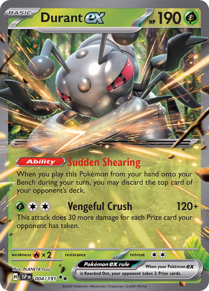 Durant ex Pokemon card (004/191, Surging Sparks)